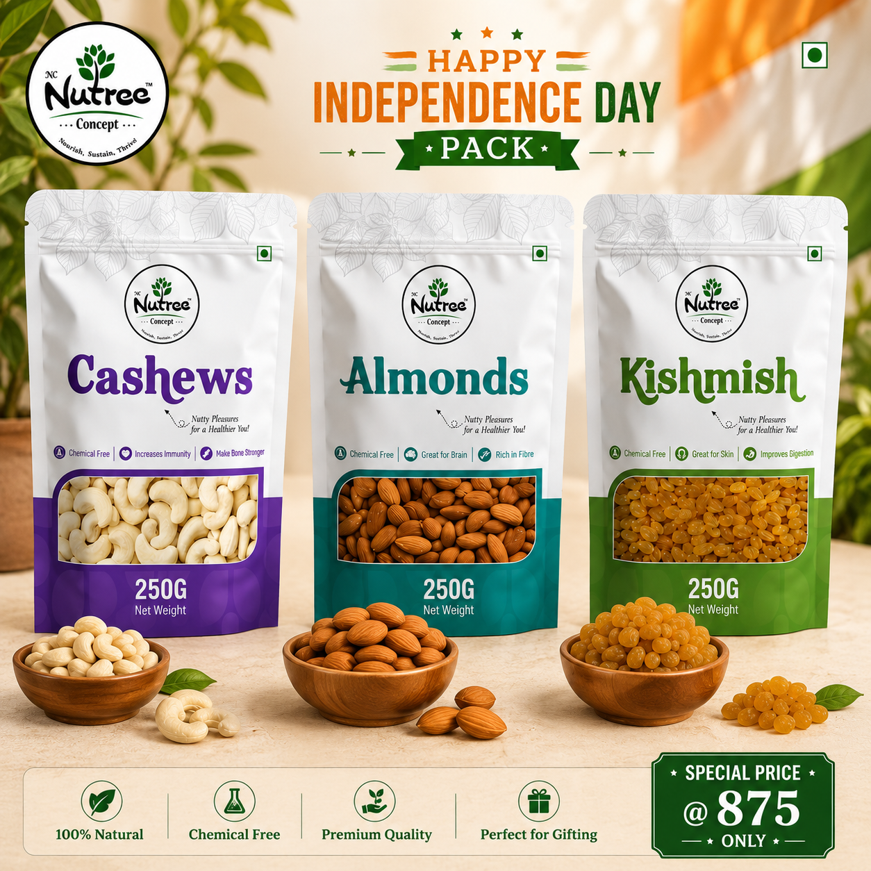Nutree Tiranga Dry Fruits Combo – A Taste of India’s Pride
