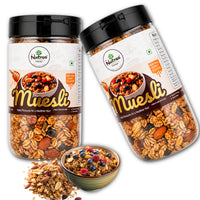 Nutree Deluxe Fruits & Nuts Muesli 700g | Twin Pack (2x350g) | Rich in Fiber & Protein