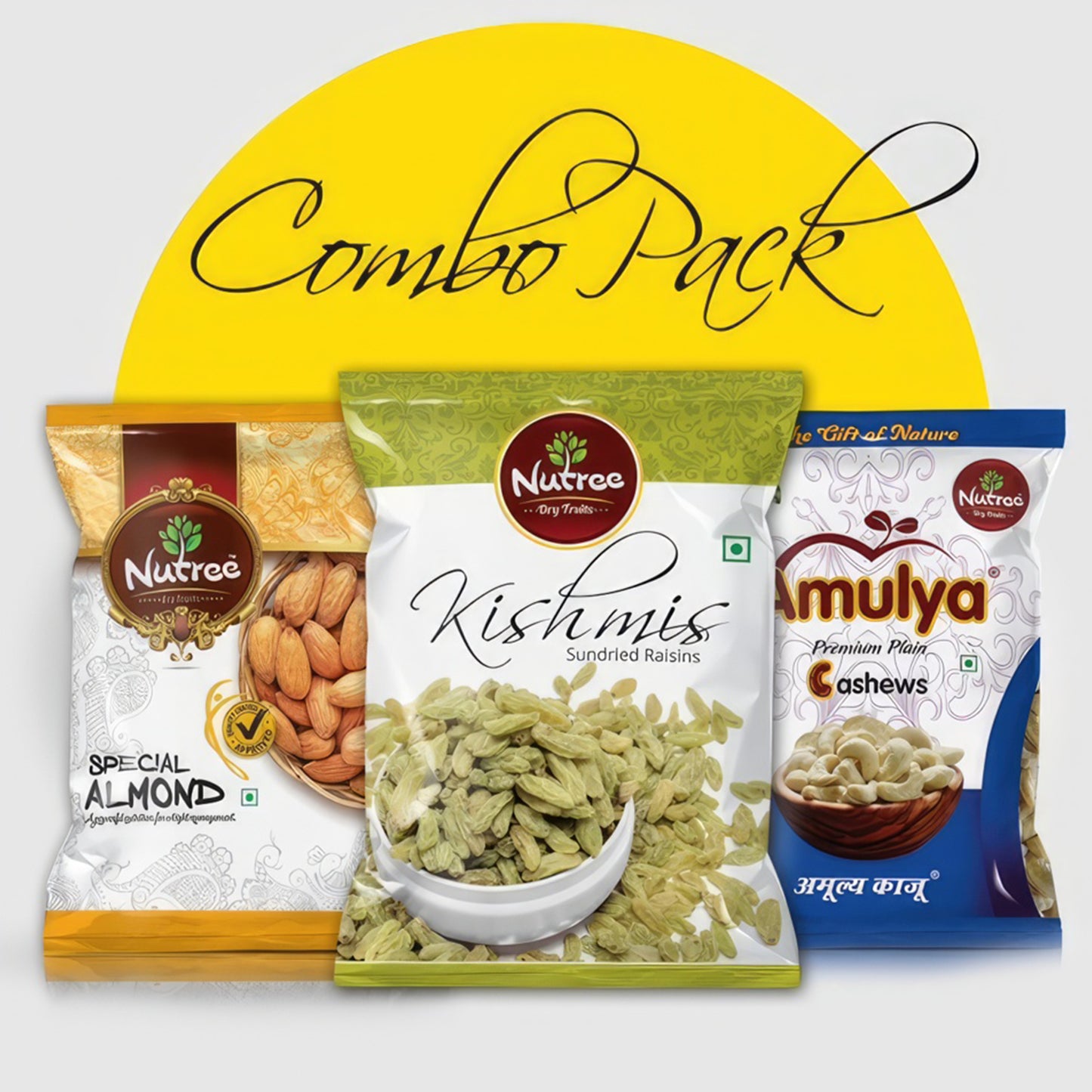 Combo Pack: Premium Plain Cashews, Special Almonds & Kishmis